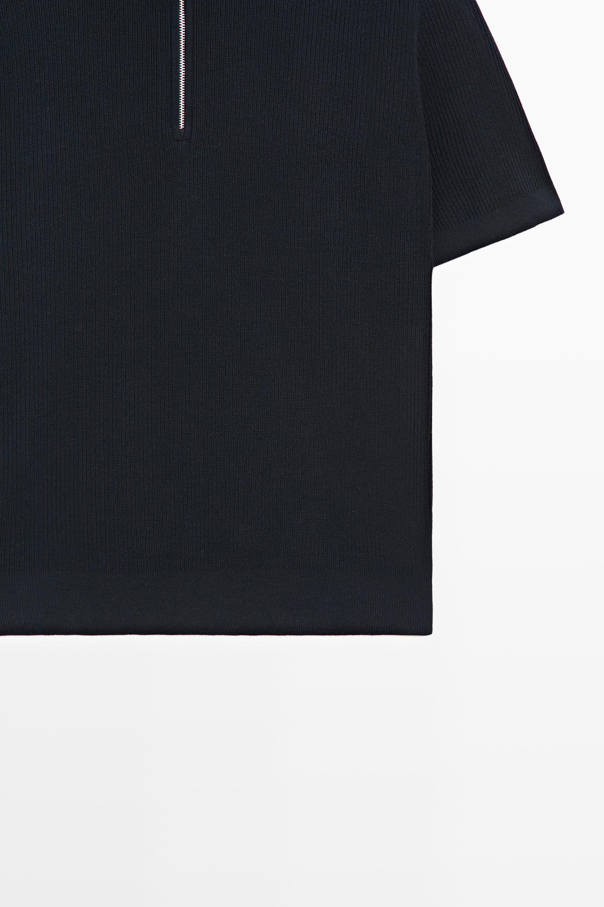 Knit polo sweater with quarter-zip collar
